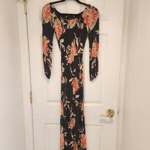 Billabong | Crystal Ball Washed Black Floral Maxi Dress | XS